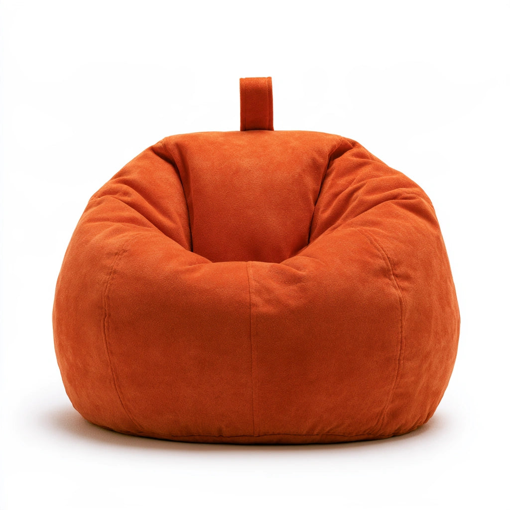 Pouf a sacco con maniglia dalle linee essenziali, colore arancione